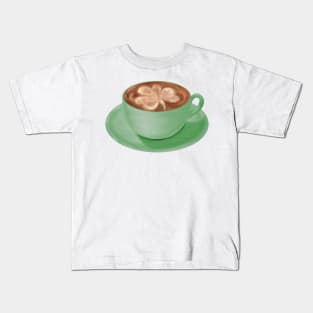 St. Patrick's Day Shamrock Cappuccino Art Kids T-Shirt